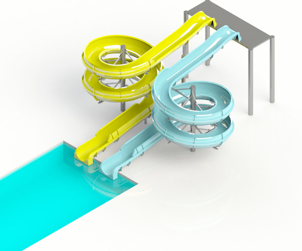 Παρκ Ρίστορ Δύο Κύκλοι Custom Water Slide Σπειροειδής στυλ καμπύλης για διασκέδαση