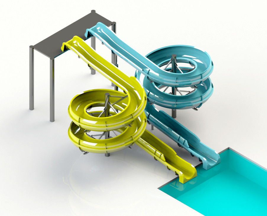 Παρκ Ρίστορ Δύο Κύκλοι Custom Water Slide Σπειροειδής στυλ καμπύλης για διασκέδαση
